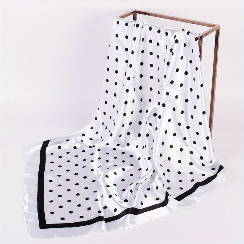 Polka Dot Print Square Scarf Satin Kerchief Large Shawl Silk Head Wrap