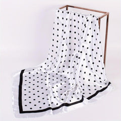 Polka Dot Print Square Scarf Satin Kerchief Large Shawl Silk Head Wrap