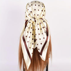 Polka Dot Print Square Scarf Satin Kerchief Large Shawl Silk Head Wrap