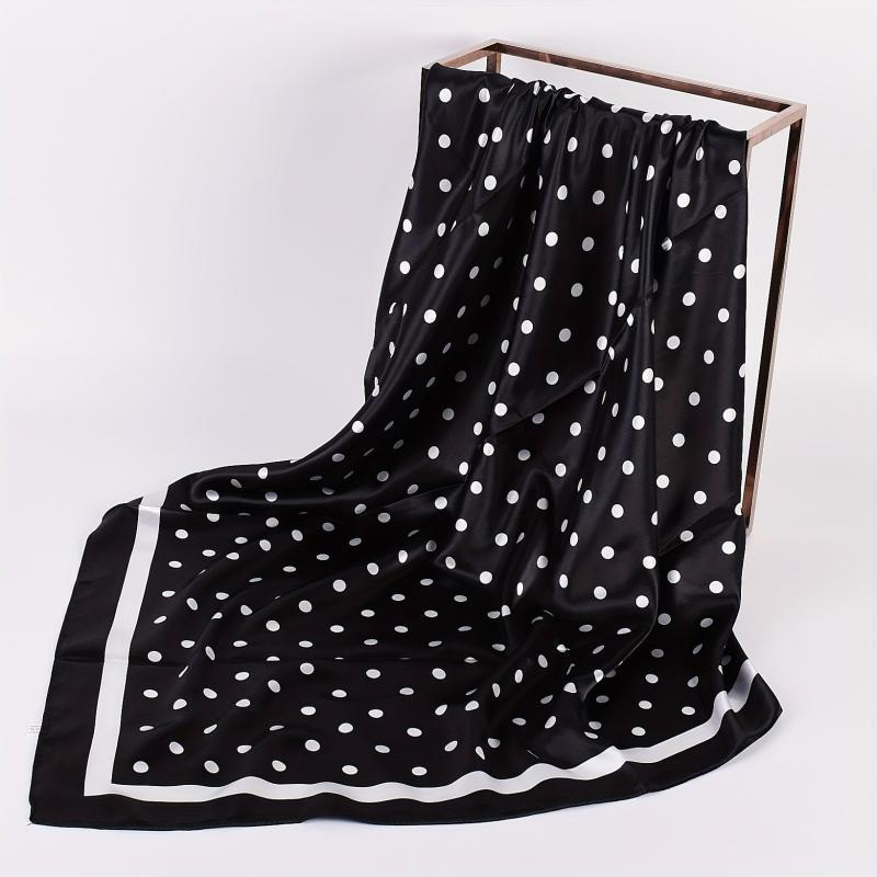 Polka Dot Print Square Scarf Satin Kerchief Large Shawl Silk Head Wrap