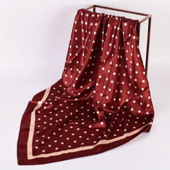 Polka Dot Print Square Scarf Satin Kerchief Large Shawl Silk Head Wrap