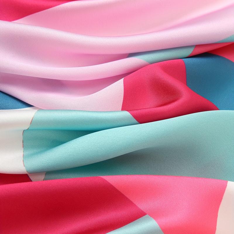 Geometric Block Pink Bandana Square Scarf Classic Neckerchief