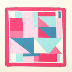 Geometric Block Pink Bandana Square Scarf Classic Neckerchief
