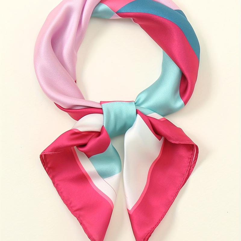 Geometric Block Pink Bandana Square Scarf Classic Neckerchief