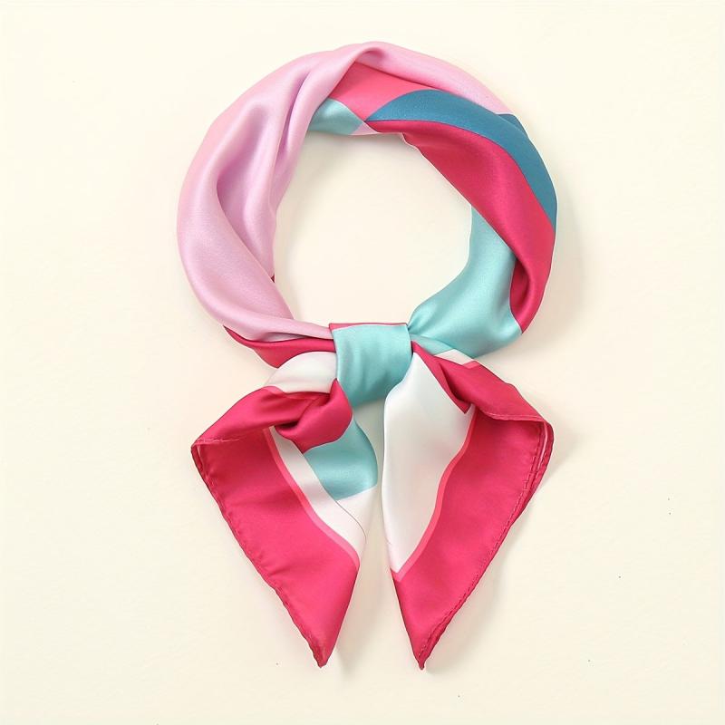 Geometric Block Pink Bandana Square Scarf Classic Neckerchief