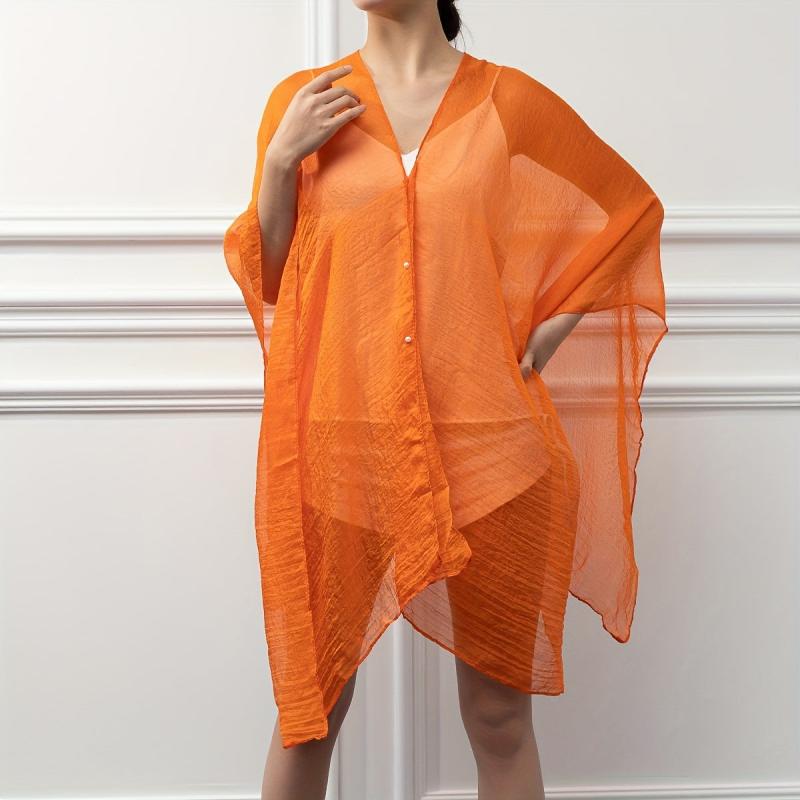 Soft Solid Gauze Shawl Oversized Sunproof Bikini Cover Up