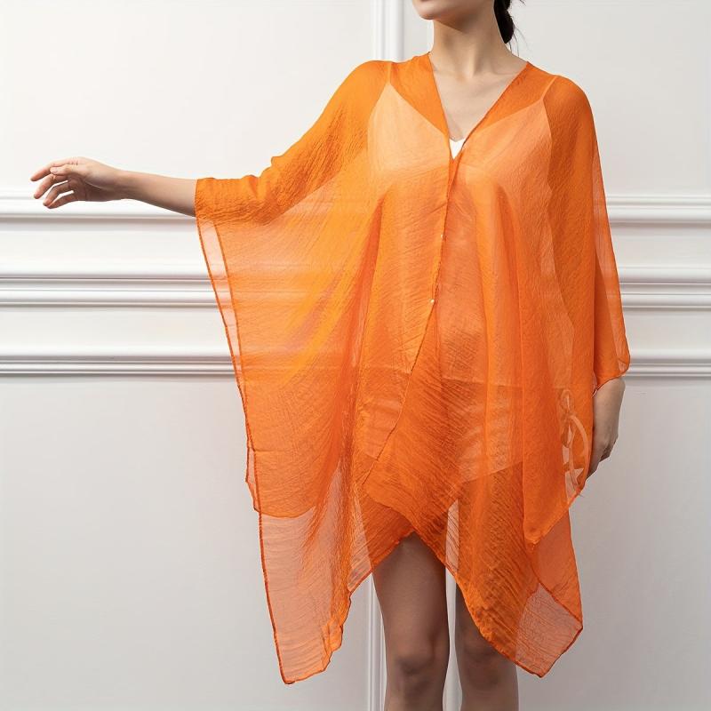 Soft Solid Gauze Shawl Oversized Sunproof Bikini Cover Up