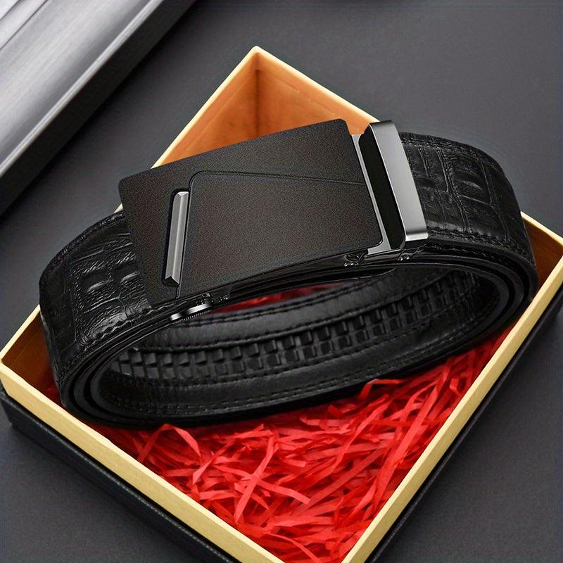 Men's Automatic Buckle PU Leather Belt for Outdoor Party Business