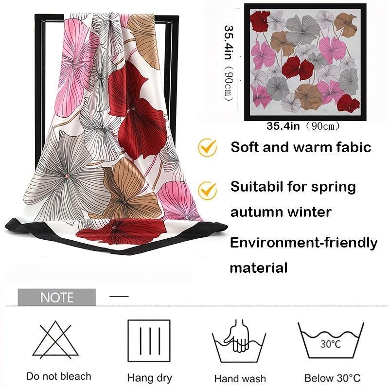 Large Silk Satin Scarf Square Shawl Hijab Print Women 35.4