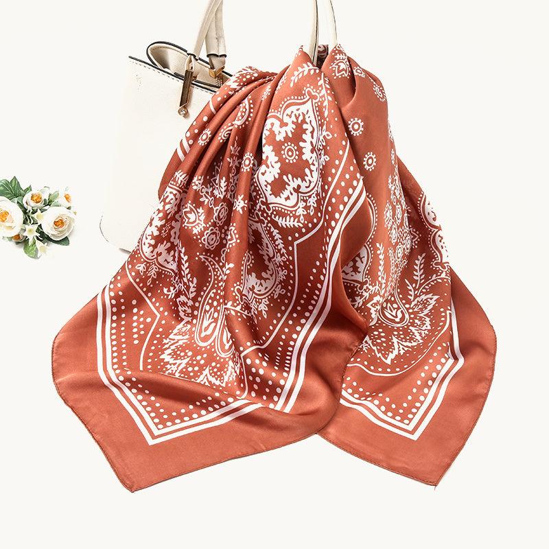 Silk Head Scarf Vintage Bandanas Satin Hair Wrap Neckerchief Square Scarves