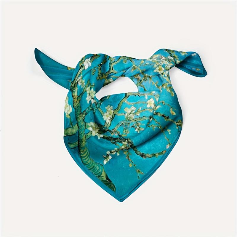 Floral Print Bandana Neckerchief Scarf Head Wrap Holiday Accessory Gift