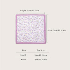 Purple Floral Print Bandana Satin Square Scarf Neckerchief Head Wrap