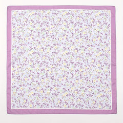 Purple Floral Print Bandana Satin Square Scarf Neckerchief Head Wrap