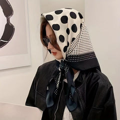 Polka Dot Silk Scarf Classic Block Shawl Sunscreen Head Wrap