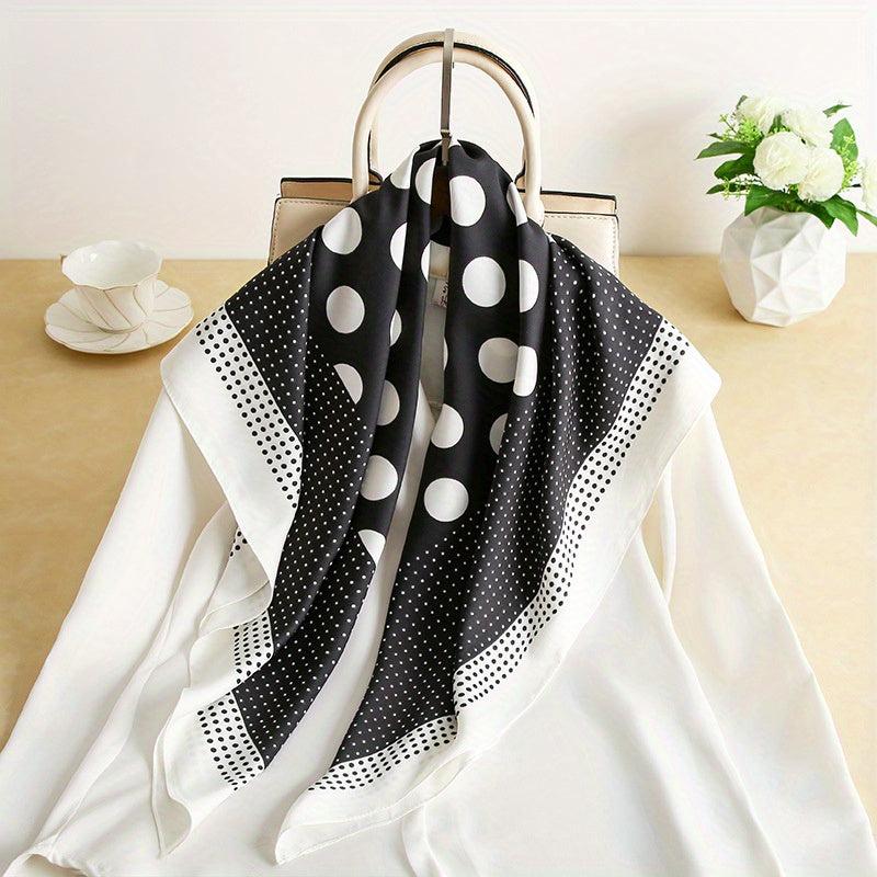 Polka Dot Silk Scarf Classic Block Shawl Sunscreen Head Wrap