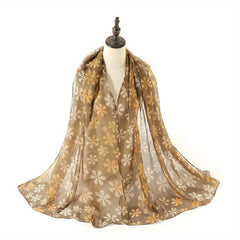 Snowflake Voile Scarf Boho Printed Shawl Casual Windproof Head Wrap Women Hijab