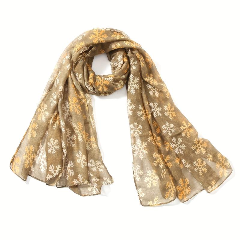 Snowflake Voile Scarf Boho Printed Shawl Casual Windproof Head Wrap Women Hijab