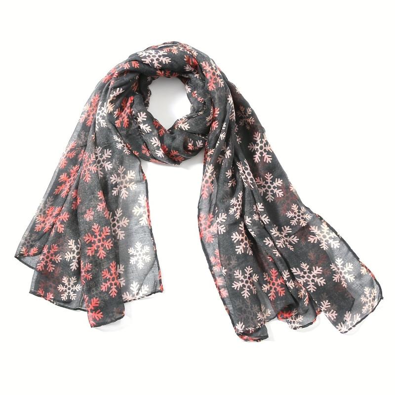 Snowflake Voile Scarf Boho Printed Shawl Casual Windproof Head Wrap Women Hijab