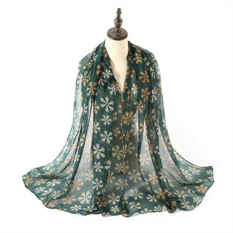 Snowflake Voile Scarf Boho Printed Shawl Casual Windproof Head Wrap Women Hijab