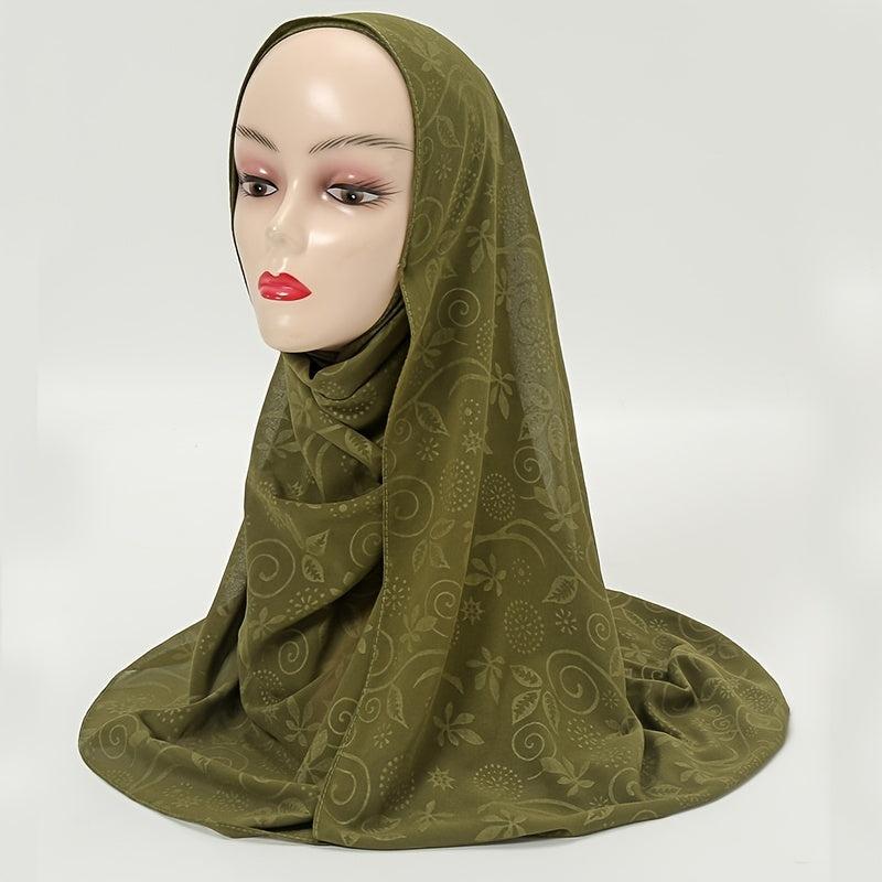 Embossed Cashew Flower Bandana Solid Headscarf