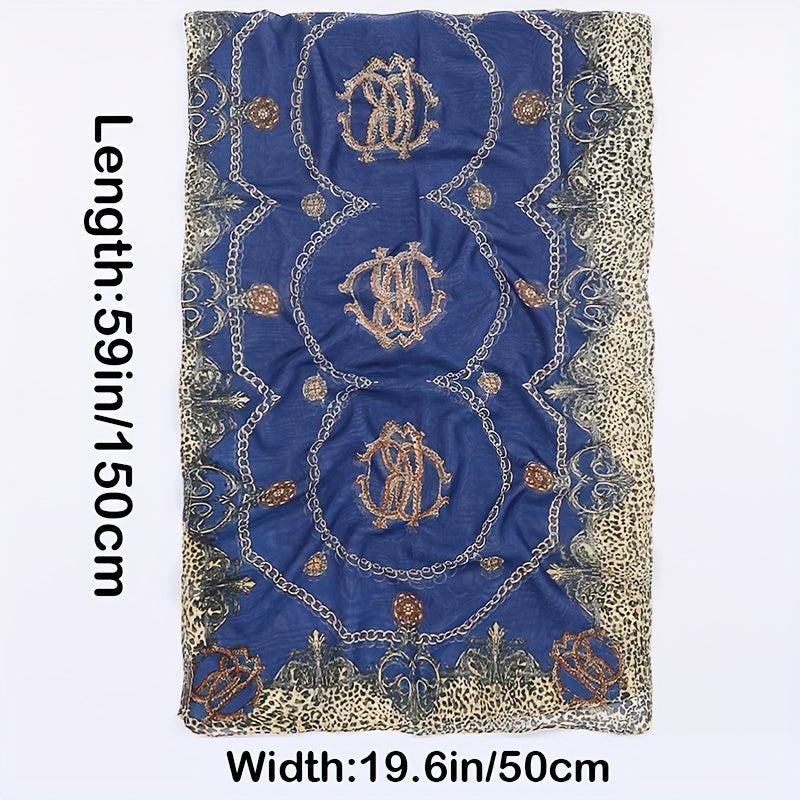 Leopard Chain Print Chiffon Scarf Thin Breathable Casual Shawl