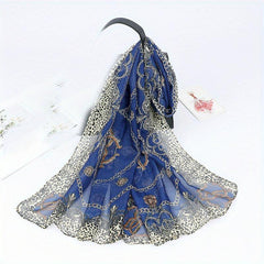 Leopard Chain Print Chiffon Scarf Thin Breathable Casual Shawl