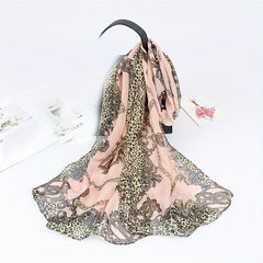 Leopard Chain Print Chiffon Scarf Thin Breathable Casual Shawl