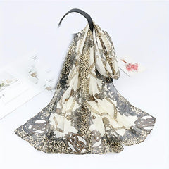 Leopard Chain Print Chiffon Scarf Thin Breathable Casual Shawl