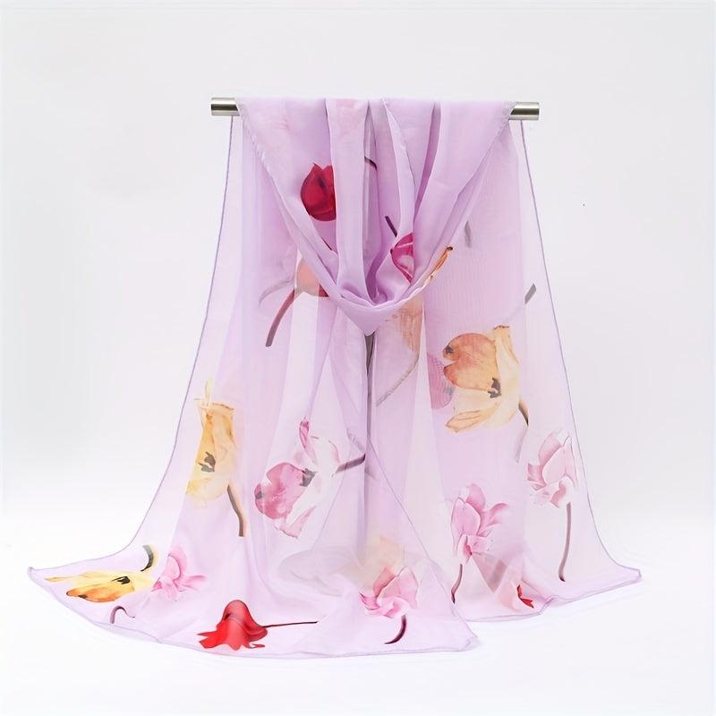 Rose Print Thin Scarf Breathable Shawl Solid Hijab Head Wraps Sunscreen