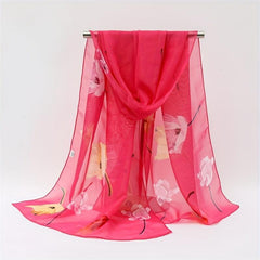 Rose Print Thin Scarf Breathable Shawl Solid Hijab Head Wraps Sunscreen