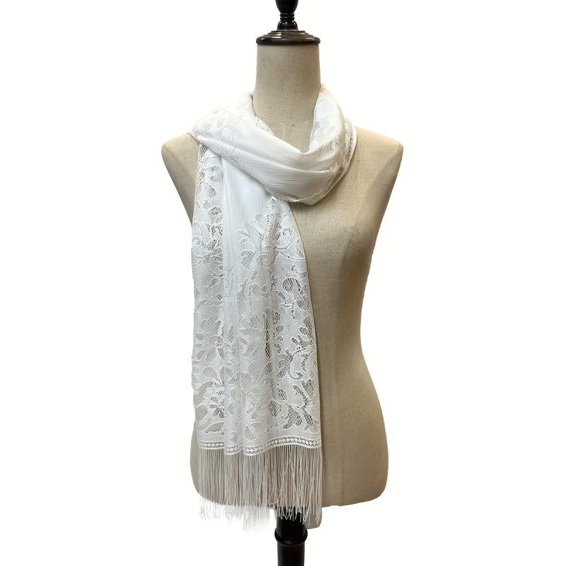 Lace Long Scarf Tassel Shawl Women Dress Wrap Wedding Bridal Party