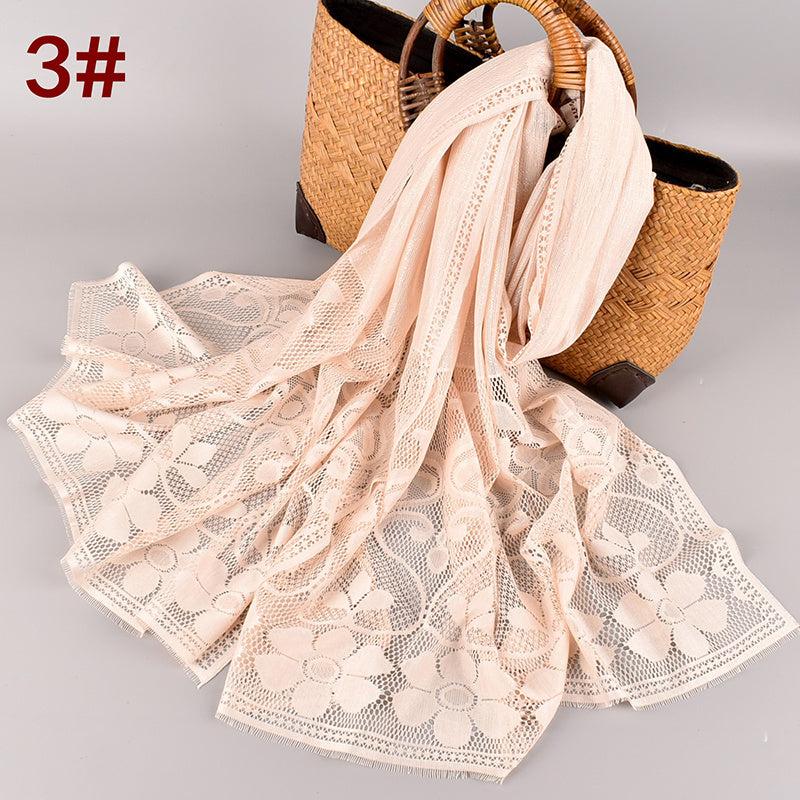 Solid Lace Headband Women's Scarf Shawl with Fringe