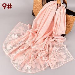 Solid Lace Headband Women's Scarf Shawl with Fringe