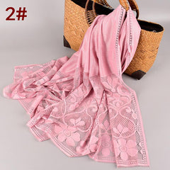 Solid Lace Headband Women's Scarf Shawl with Fringe