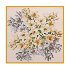 Lily Print Satin Scarf Vintage Style Classic Warm Shawl