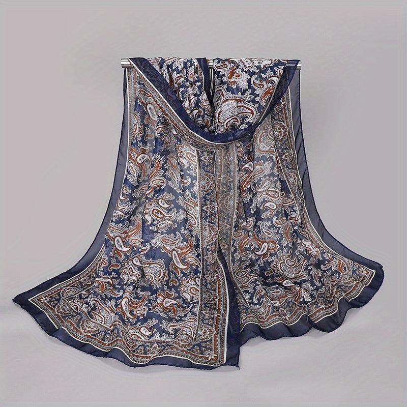 Paisley Chiffon Scarf Thin Shawl Silk Head Wrap Sunscreen Bandana