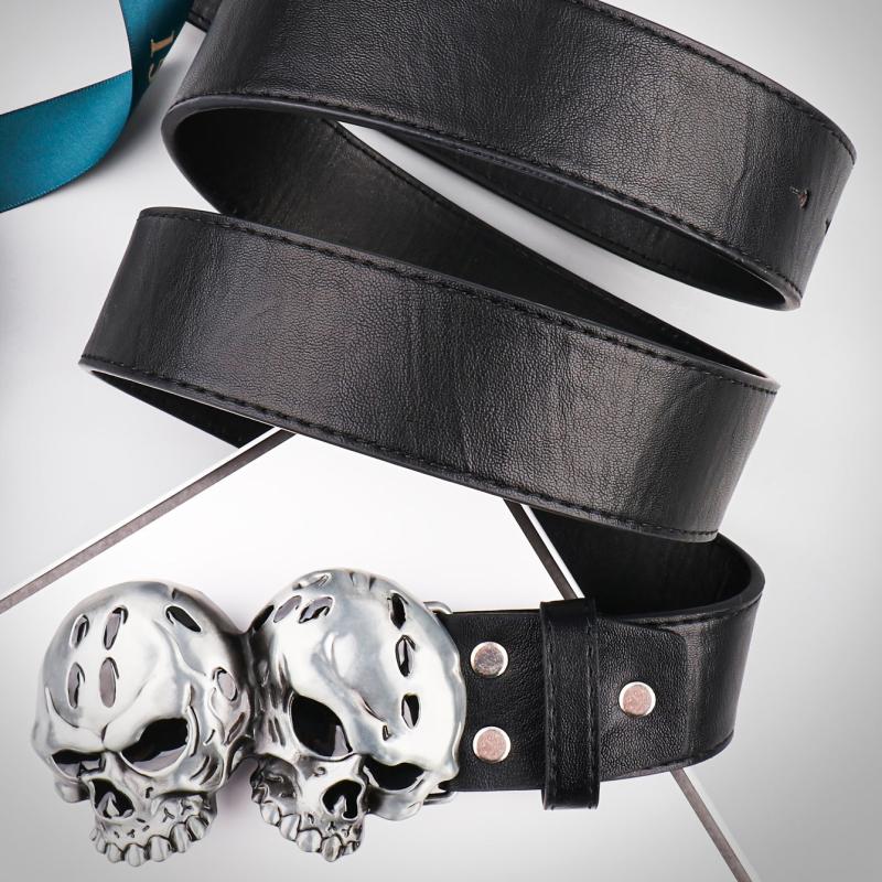 Men's Double Skulls PU Leather Belt