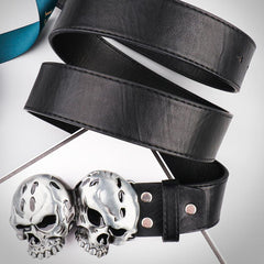 Men's Double Skulls PU Leather Belt