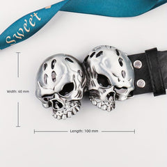 Men's Double Skulls PU Leather Belt