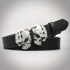 Men's Double Skulls PU Leather Belt