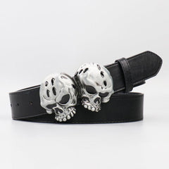 Men's Double Skulls PU Leather Belt