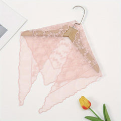French Style Lace Neckerchief Flower Embroidered Triangle Scarf