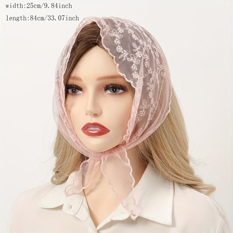 French Style Lace Neckerchief Flower Embroidered Triangle Scarf