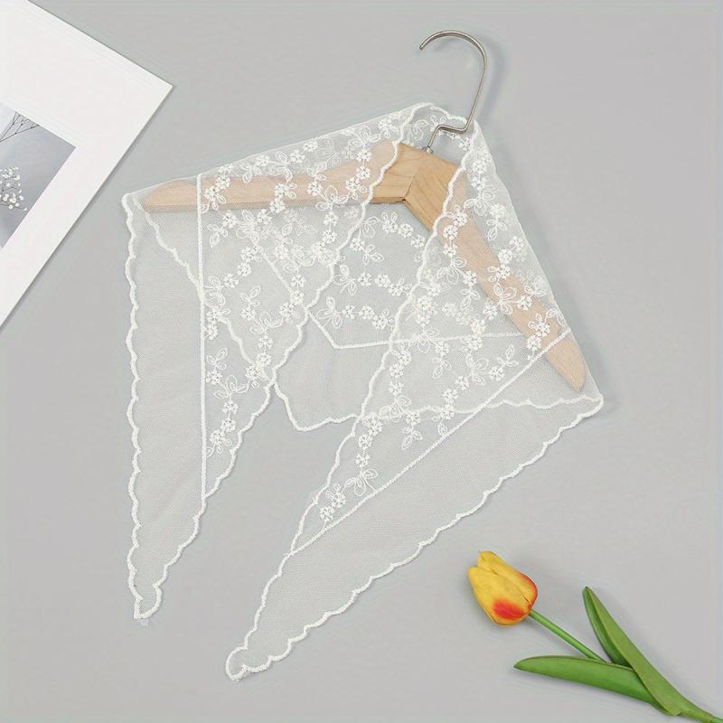 French Style Lace Neckerchief Flower Embroidered Triangle Scarf