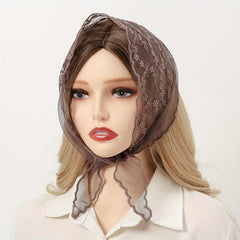 French Style Lace Neckerchief Flower Embroidered Triangle Scarf