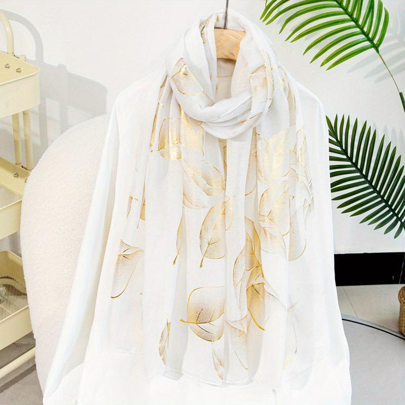 Golden Leaf Hot Stamping Scarf Vintage Thin Breathable Shawl