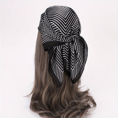 69 Stripe Print Satin Scarf Solid Silk Square Scarf Bandana Women