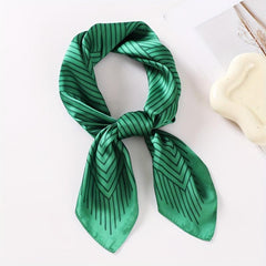 69 Stripe Print Satin Scarf Solid Silk Square Scarf Bandana Women