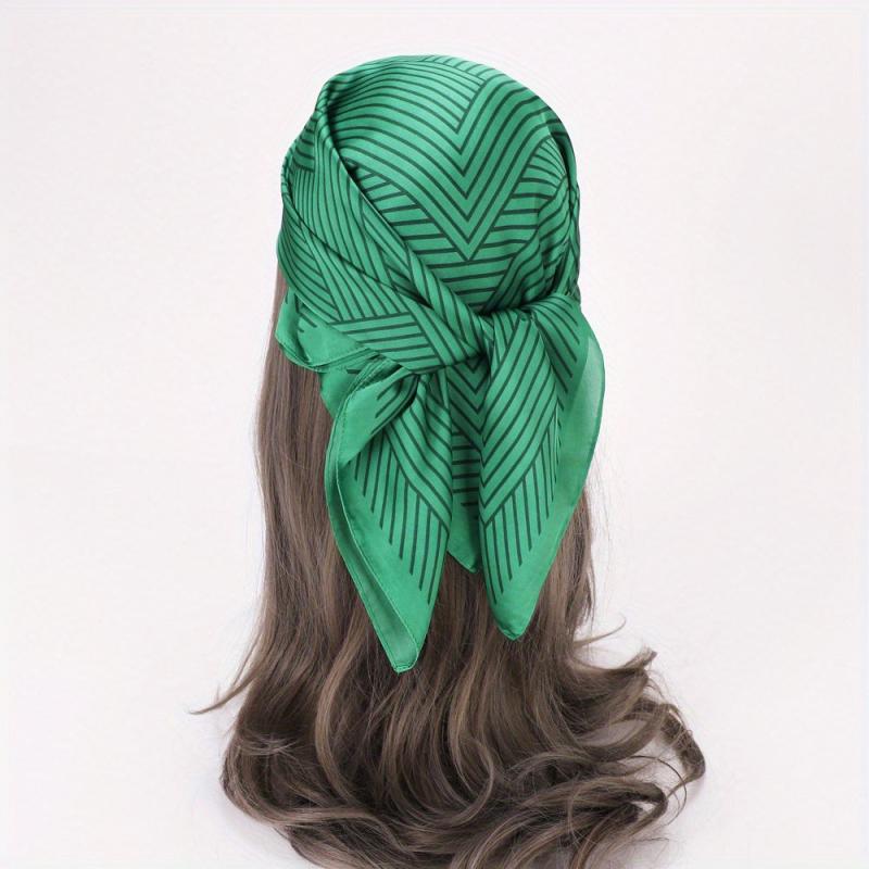 69 Stripe Print Satin Scarf Solid Silk Square Scarf Bandana Women