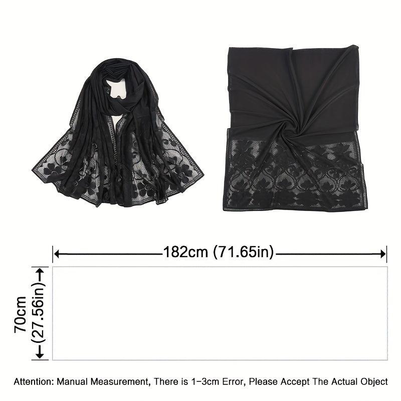 Lace Shawl Solid Jacquard Flower Hollow Cape for Women